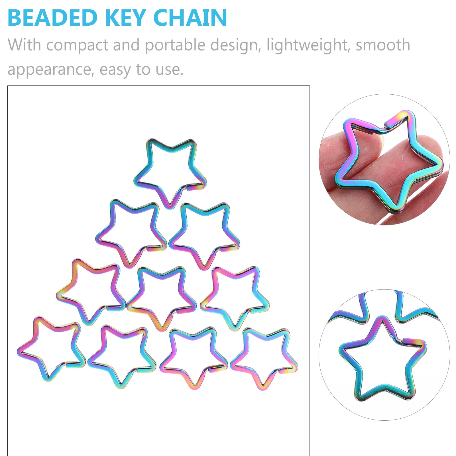 

10 шт., брелок со звездой, карабин, зажимы, прочные железные брелки, кольца, идеально подходят для поделок, аксессуары для ключей, украшения