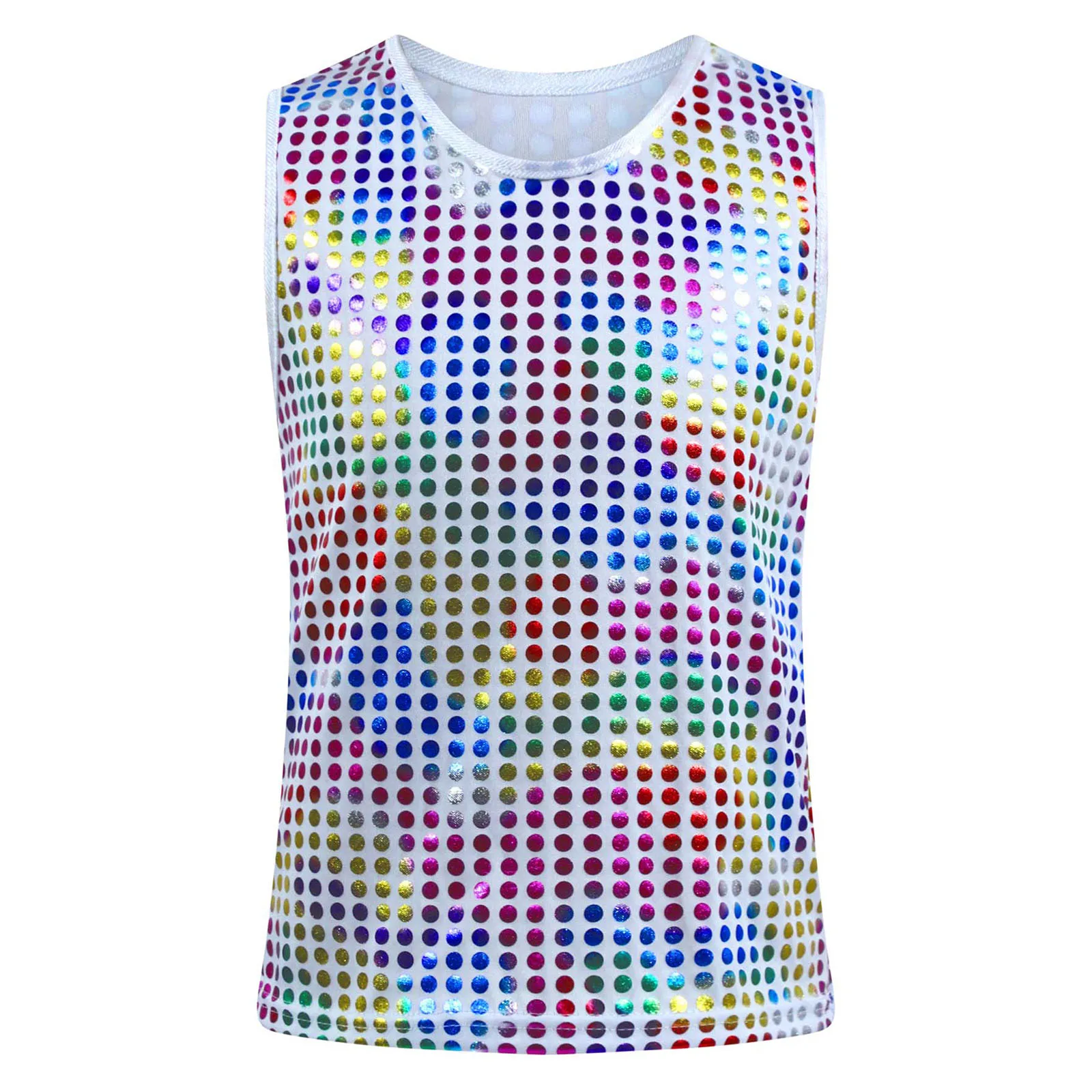 

Vibrant Performance Tank Girls Shimmering Details And Stretch Fabric Jazz Dance Costume Vest for Recitals And Competitions