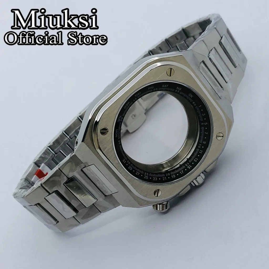 Miuksi 42mm silver stainless steel case sapphire glass fit NH35 NH36 movement