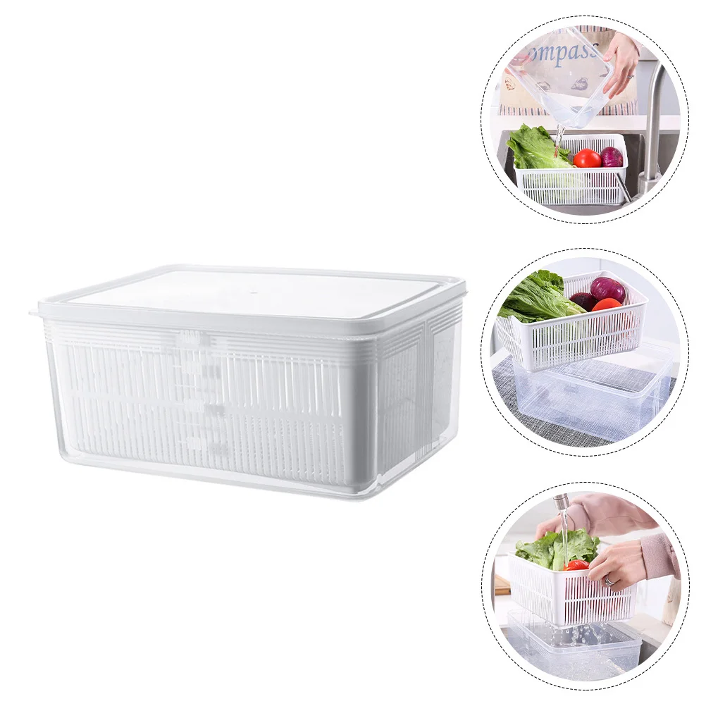 

1Pcs Double Layer Drainer Storage Basket Multi-Functional Kitchen Supplies Transparent Vegetable Fruit Holder Strainer Easy Use