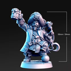 38mm 56mm Resin Model Pirate Captain Prime Figurine Unpainted RW-460