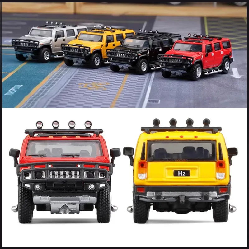 

Литой под давлением масштаб 1/64 2005, HUMMER H2, внедорожный внедорожник, имитация сплава, модель автомобиля, украшение, коллекция, демонстрационная игрушка, подарки, сувениры