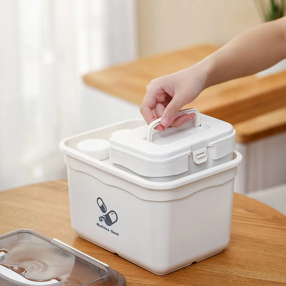 مجموعة واحدة من صندوق تخزين الأدوية متعدد الأغراض، مقبض مريح للاستخدام الداخلي في الهواء الطلق، صندوق الإسعافات الأولية، صناديق الأدوية المنزلية #3