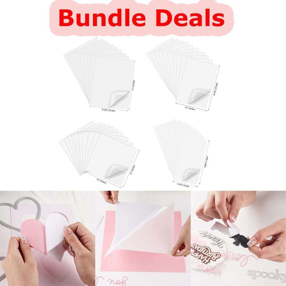 Bundle Deals Clear Double Sided Adhesive Sheets for Card Making Supplies Scrapbooking Tools Accessories High Tack Tape Sheets