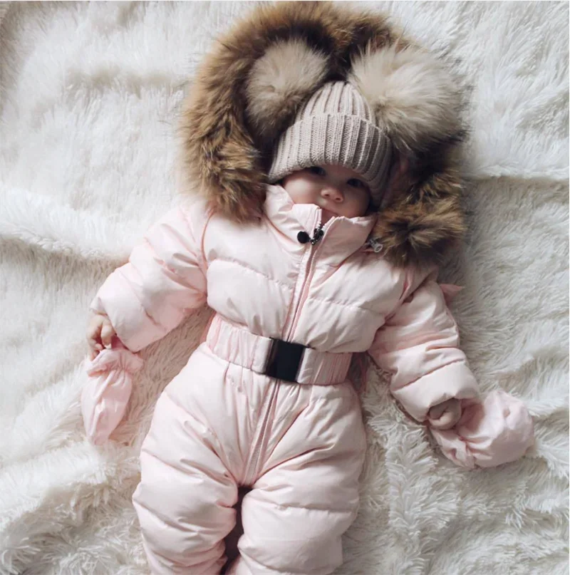 

Baby Snowsuit Boy Girl Romper Jacket Hooded Jumpsuit Warm Thick Coat Outfit Kids Outerwear Infant Clothing