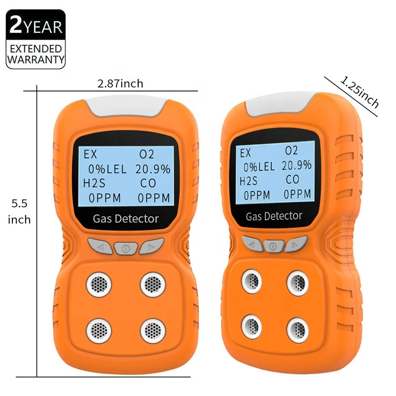 Portable multi gas detector 4 gas analyzer monitor with micro clip (H2S O2 CO  LEL(Ex)) 4 Compound gas detector