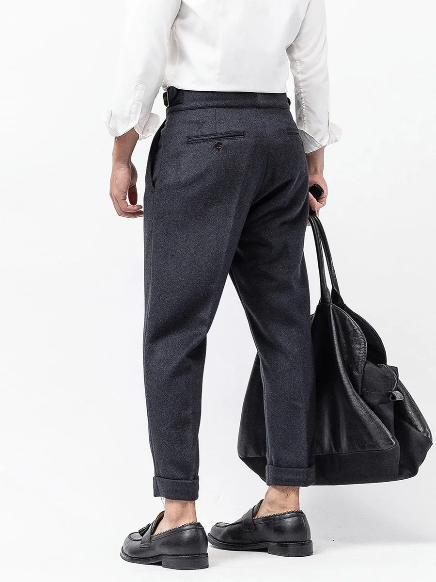 POT&CRAFTSMAN зимние мужские толстые твидовые повседневные брюки, шерстяные классические брюки Gurkha, расширенные утолщенные брюки, настраиваемые