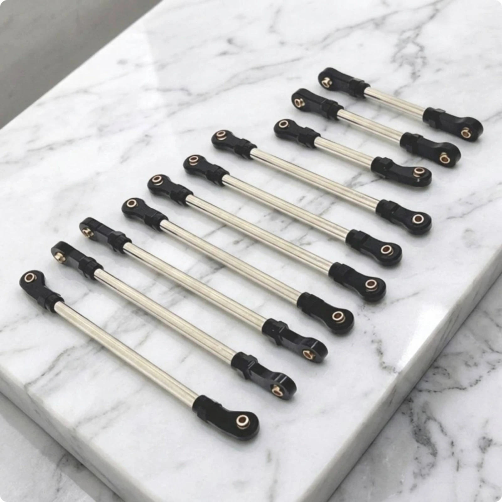8 Pieces RC Car Tie Rod Kit Anodized RC Link Rod Set Hardware Machined Upgrade