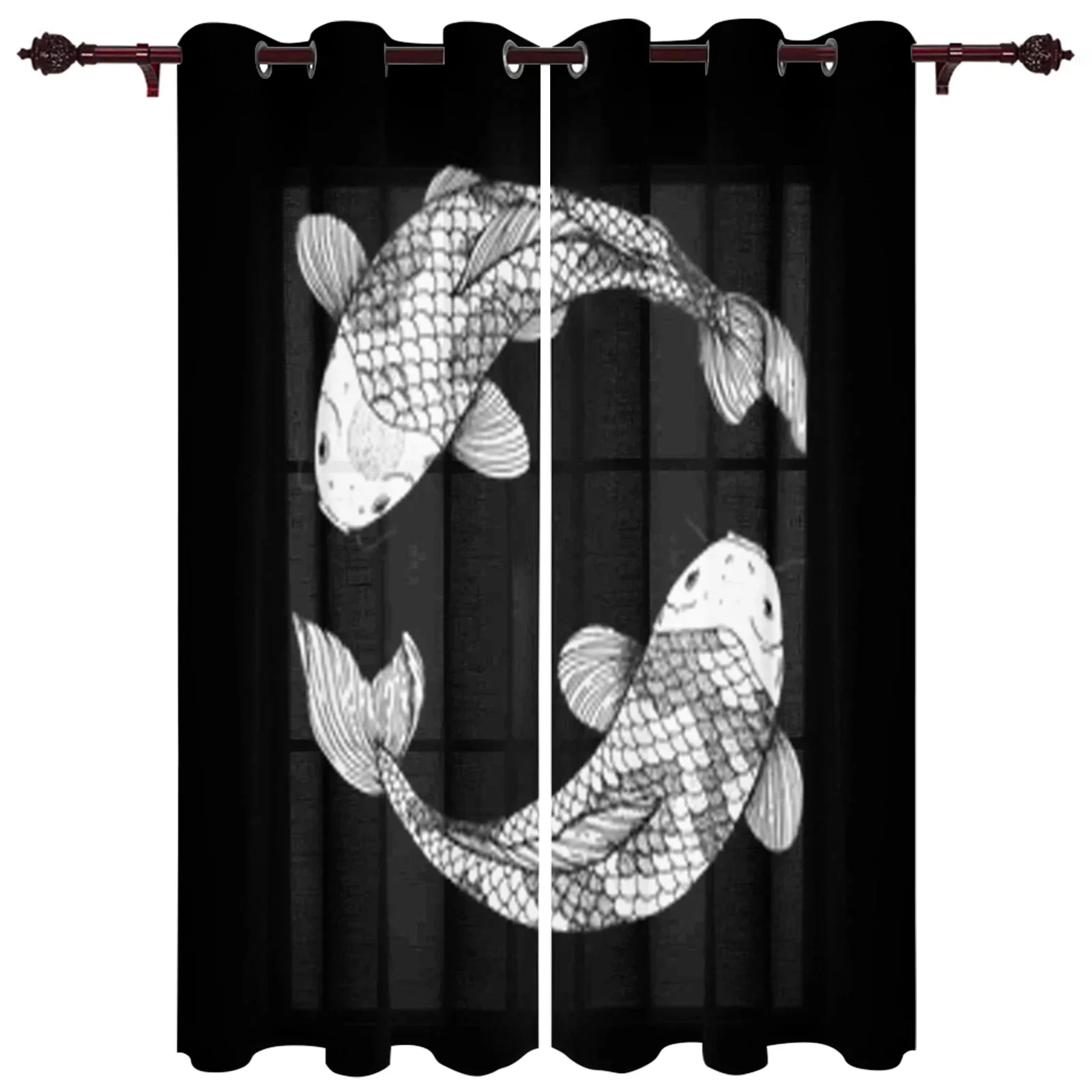 

Koi Sketch Luxury Curtains Living Room Bedroom Window Curtain Valance Curtai For Kitchen Home Decor