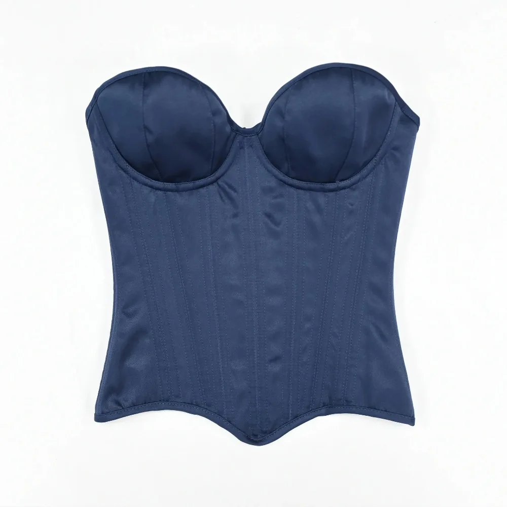 

Женский атласный корсет-бюстье с чашками, винтажные лифы с завышенной талией, плотные топы на шнуровке с двойной косточкой, корректирующие форму талии, свадьба