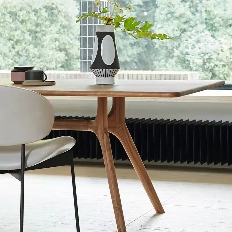 Nordic log table home small rectangular simple solid wood long table desk worktable negotiation