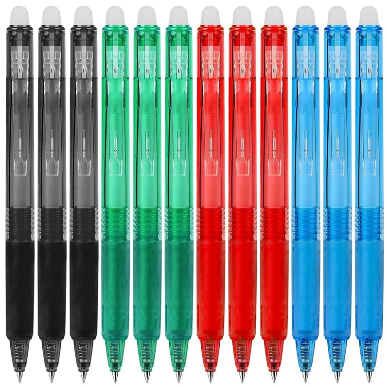 Retractable Erasable Gel Pens, Fine Point 0.7Mm,Make Mistakes Disappear, Comfort Grip, For Drawing Writing 12 Pack Durable