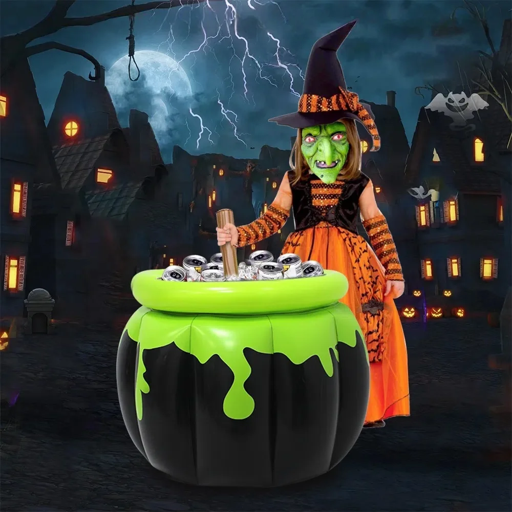 

Horror Halloween Inflatable Ice Bucket PVC Chilled Beverage Witch Stirring Candy Bucket Haunted House Bar Halloween Party Decor