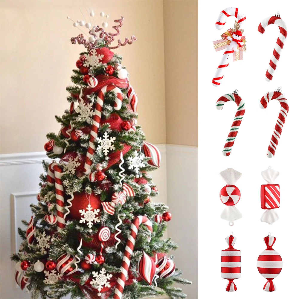 

Big Candy Cane Christmas Canes Christmas Tree Decorations For Home Party New Year Christmas Xmas Tree Hanging Ornaments 2021