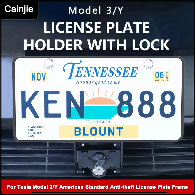 

New Energy License American Standard With Lock Anti-Theft Front License Plate Frame For Tesla Model 3 Y Modification Accessories