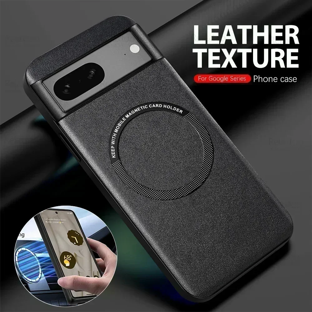 For Google Pixel 7 Pro Case Skin Feel Leather Protection Cover Googl Goole Pixel7Pro Pixel7 7Pro Charging Magnet Back Hard Coque