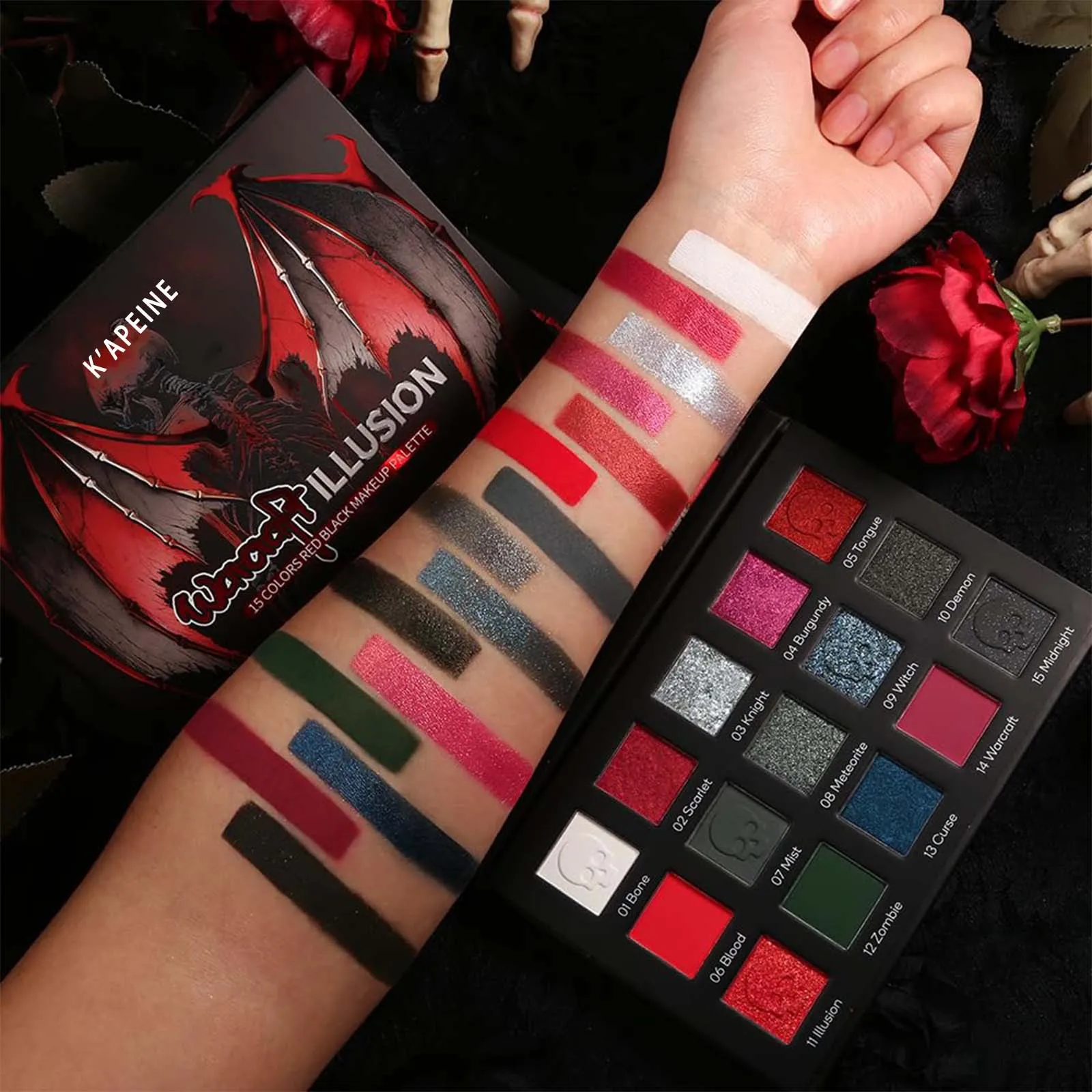 Fifteen-color Gothic Rose Shimmer Eyeshadow, A Fine Glitter Non-removable Eyeshadow Palette view 4