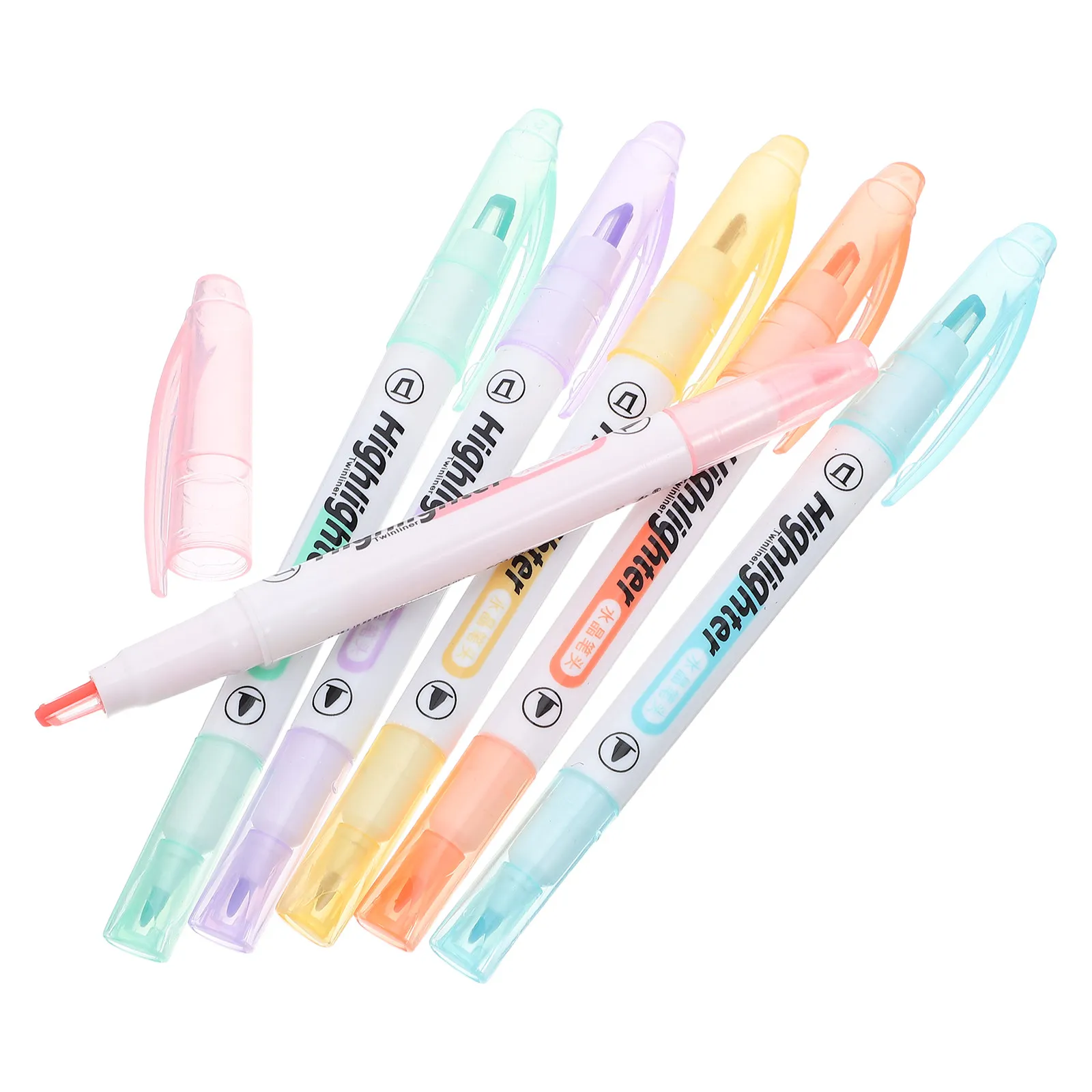 

Набор из 6 флуоресцентных маркеров с двойным наконечником: скошенный и тонкий, яркие цвета, не размазываются, для студентов и школы