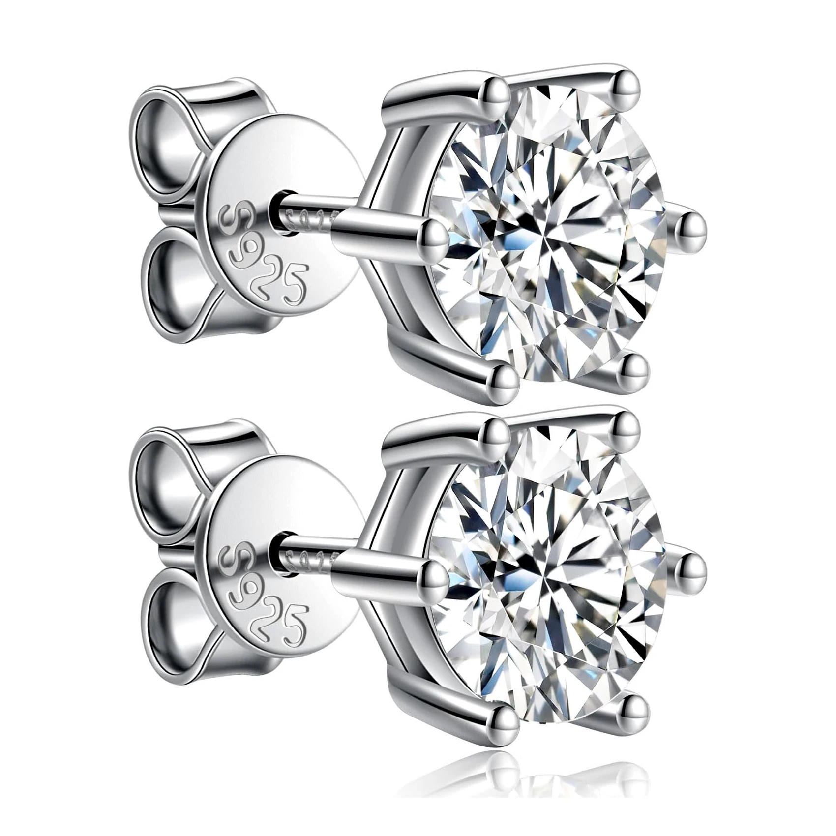 

Classic 6-Claw Stud Earrings 1.0-2.0ct D Moissanite Laboratory Diamond S925 Silver Women Men Wedding Jewelry with Certificate