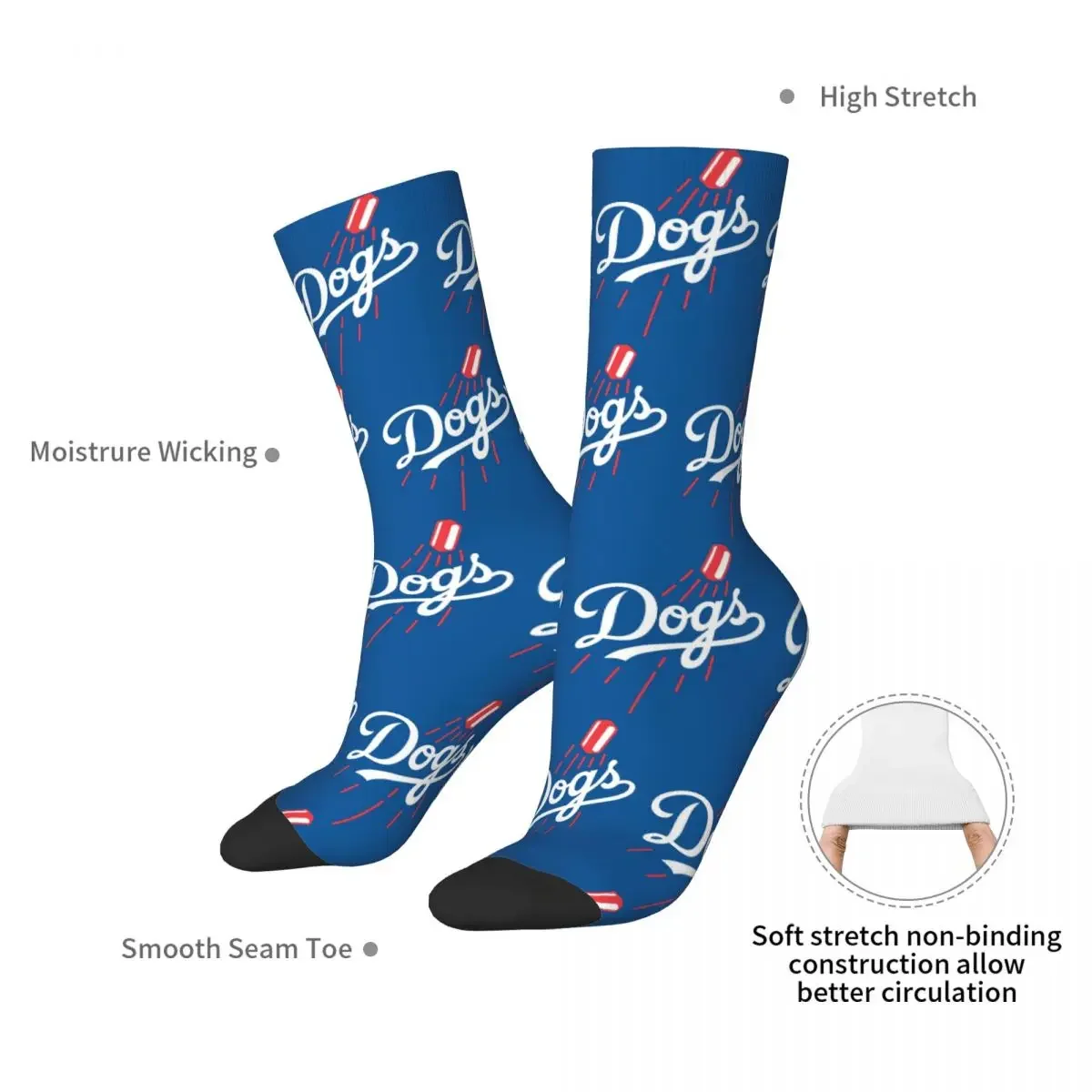 Dodger Dogs-Meias azuis para homens e mulheres, Harajuku, meias macias para todas as temporadas, acessórios longos, presente de aniversário