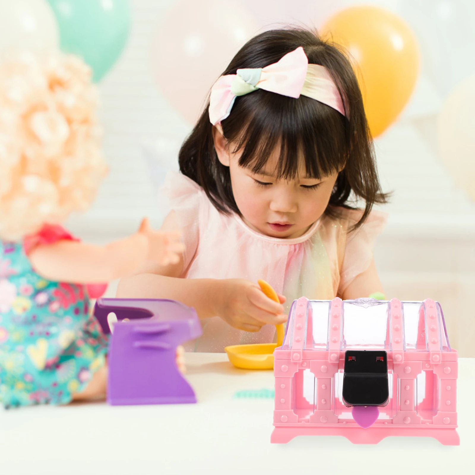 

Crystal Jewelry Box Lock Kids Small ABS Desktop ganizer Purple Storage Keeps Necklace Headdress Practical Fine