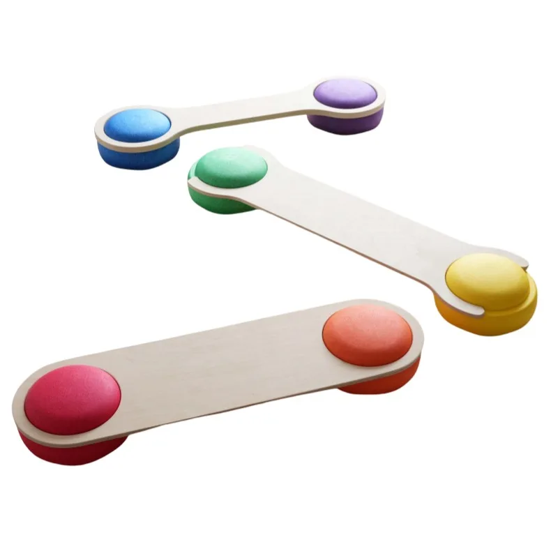 Children's wooden river crossing stone balance board sensory integration training equipment baby vestibular disorder toys