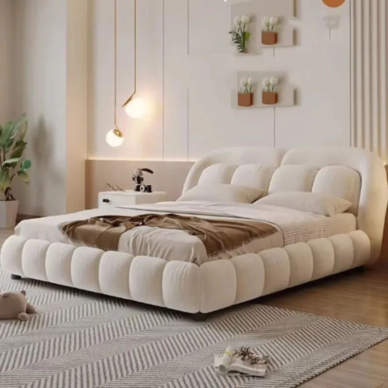 Gray Nordic White Simple Bed Velvet Cream Pretty Modern Hotel Bedroom Beds Loft Storage Safe Cama De Casal Bedroom Furniture