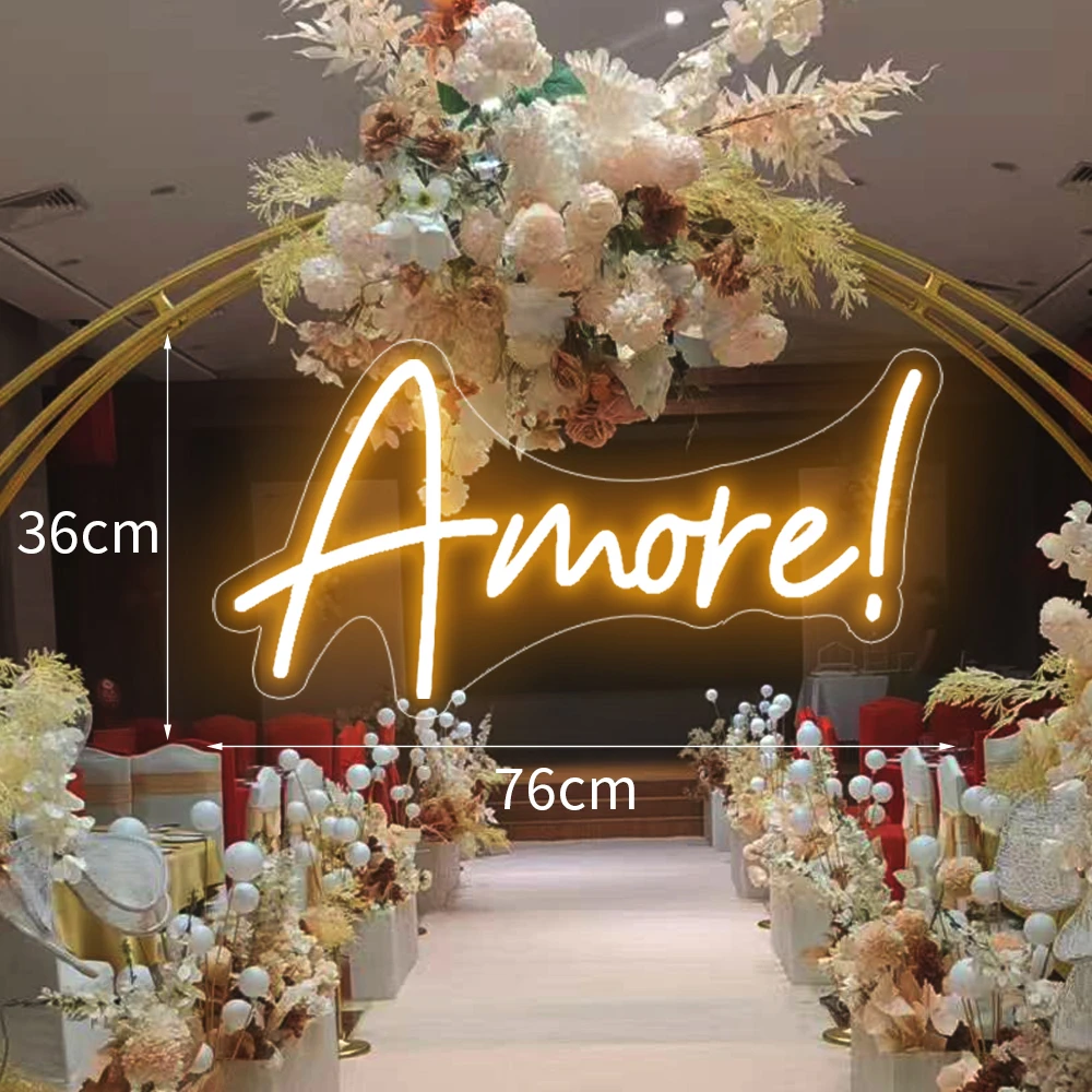 

75cm Neon Light LED Neon Sign Custom Big Amore Sign for Wedding Birthday Room Home Decoration
