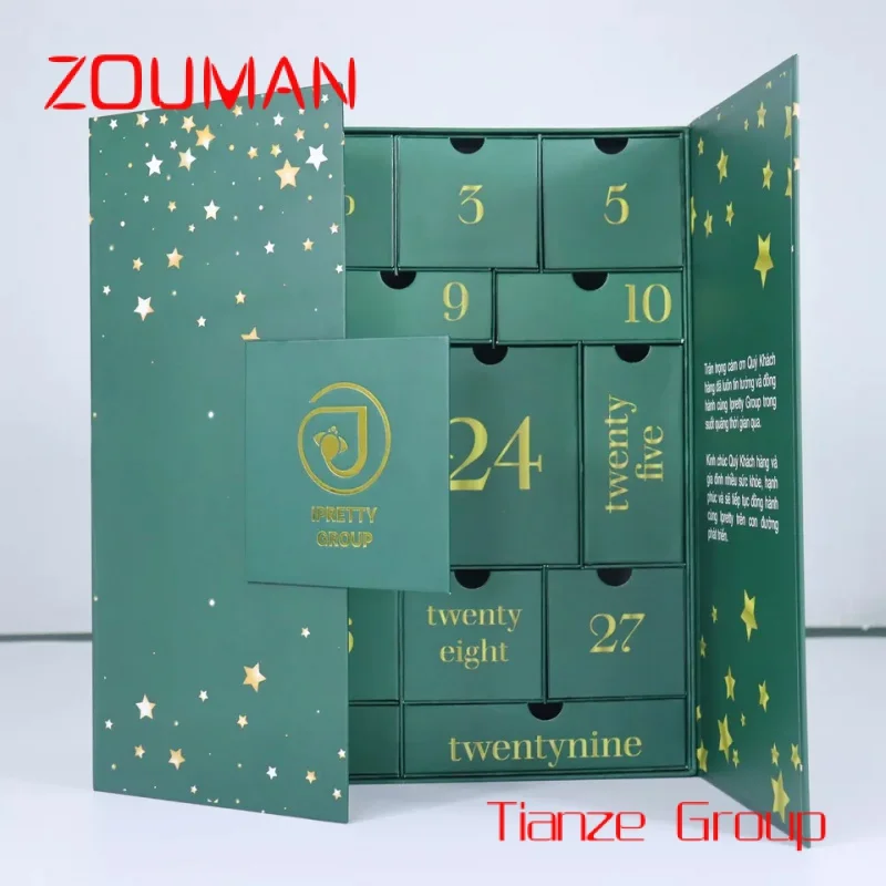 Custom , Luxury custom chocolate cosmetic cardboard advent calendar packaging gift boxes for