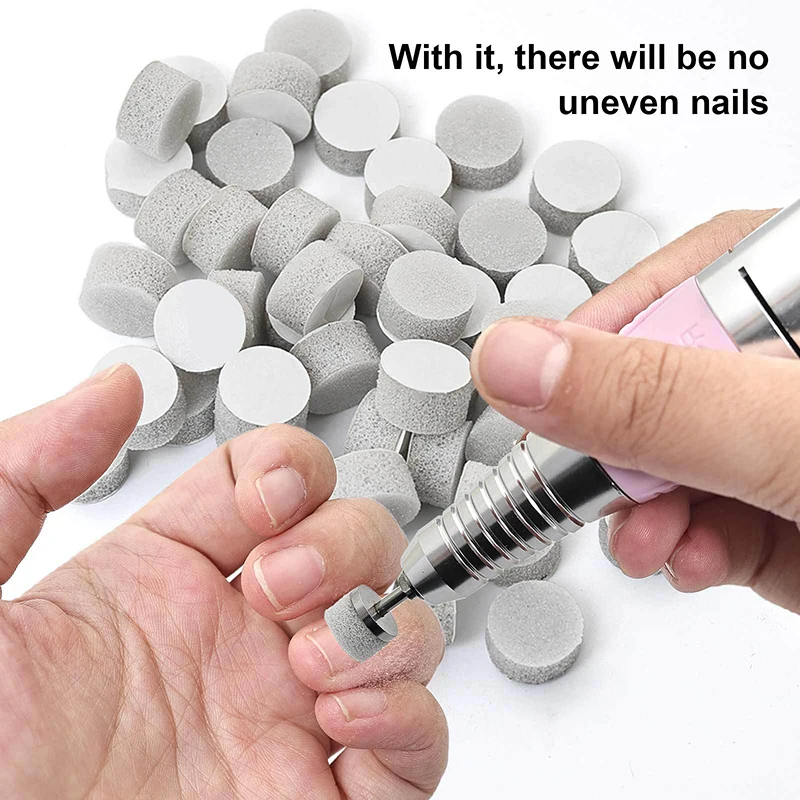 NEW 50pcs 10 Mm Self-Adhesive Replaceable Sponge Buffing Pads Stainless Steel Disk For Pedicure Polish Accessories