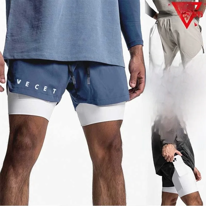 

Men's Fitn Baskeall orts Running Tight Sports Training Pants Qui Dry Tra And Field Tee-Point Pants Fake Two-Piece