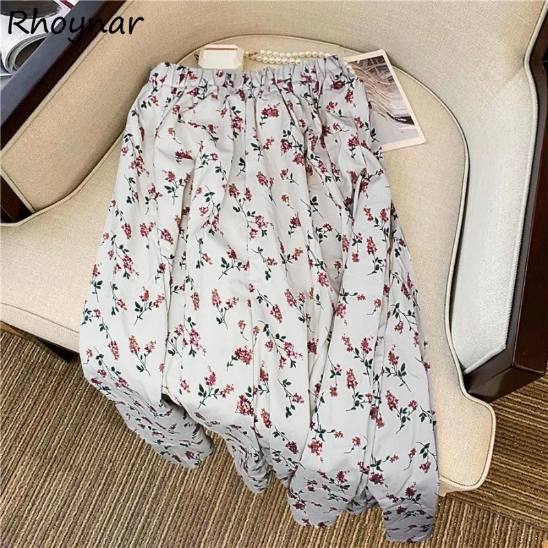 

Skirts Women Summer Sweet Girls Gentle Midi Classic High Waist A-line Floral Prevalent Slimming Ulzzang Trendy Loose Temperament