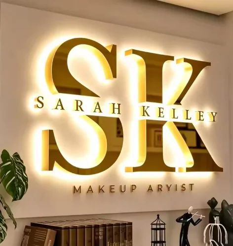 3D Backlit Business Sign Custom Metal Sign For Beauty Salon Clinic Led Letters Halo Lit Business Logo Sign Light Up Company Sign