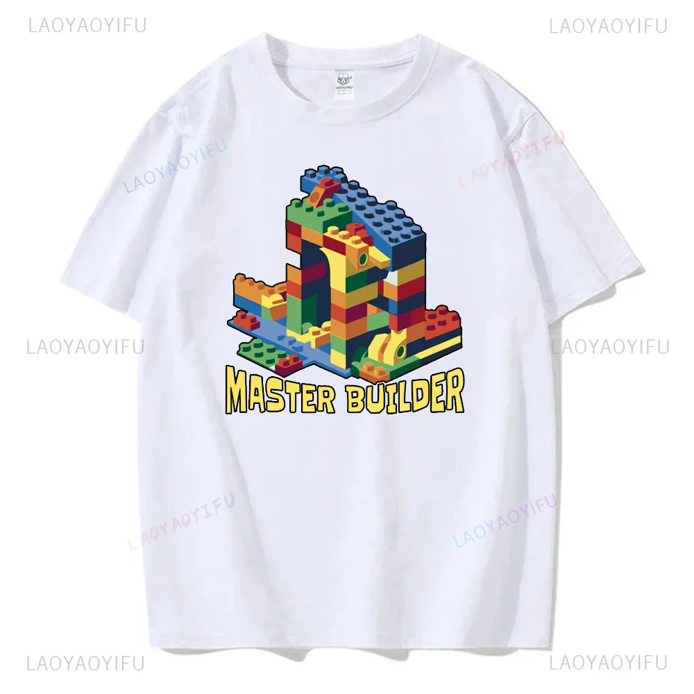 Master Builder Blocks Brick Funny Cartoon Graphic Printed Women T-shirt Streetwear Hip Hop Casual Loose Man Tshirt Hipster Tee