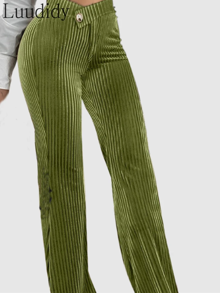 

Women Elegant Long Corduroy Work Pants