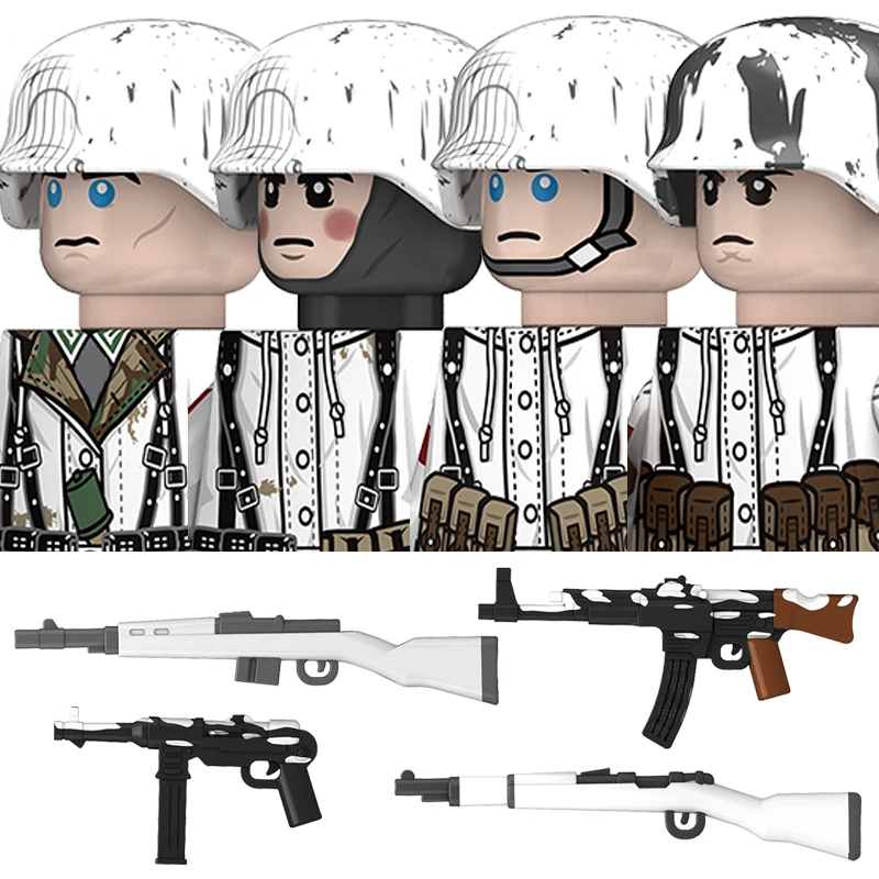WW2 Militär-Infanterie-Soldaten-Figuren Bausteine Großbritannien USA Sowjetunion Legion Gepanzerte Truppen Waffen Helm Bausteine Spielzeug Geschenk