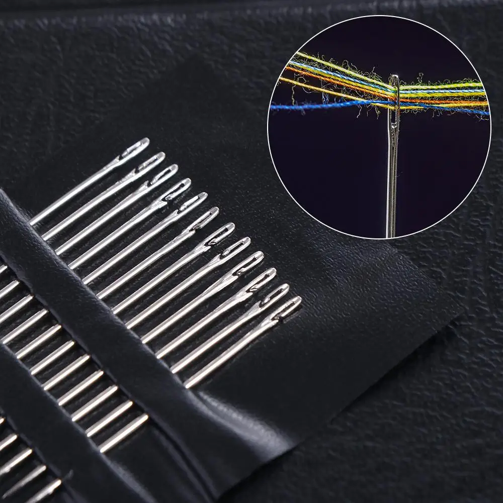 12Pcs Elderly Needles Side Hole Blind Needle Multi-size Stainless Steel Sewing Needles Ideal Durable Threading Needles Fabrics