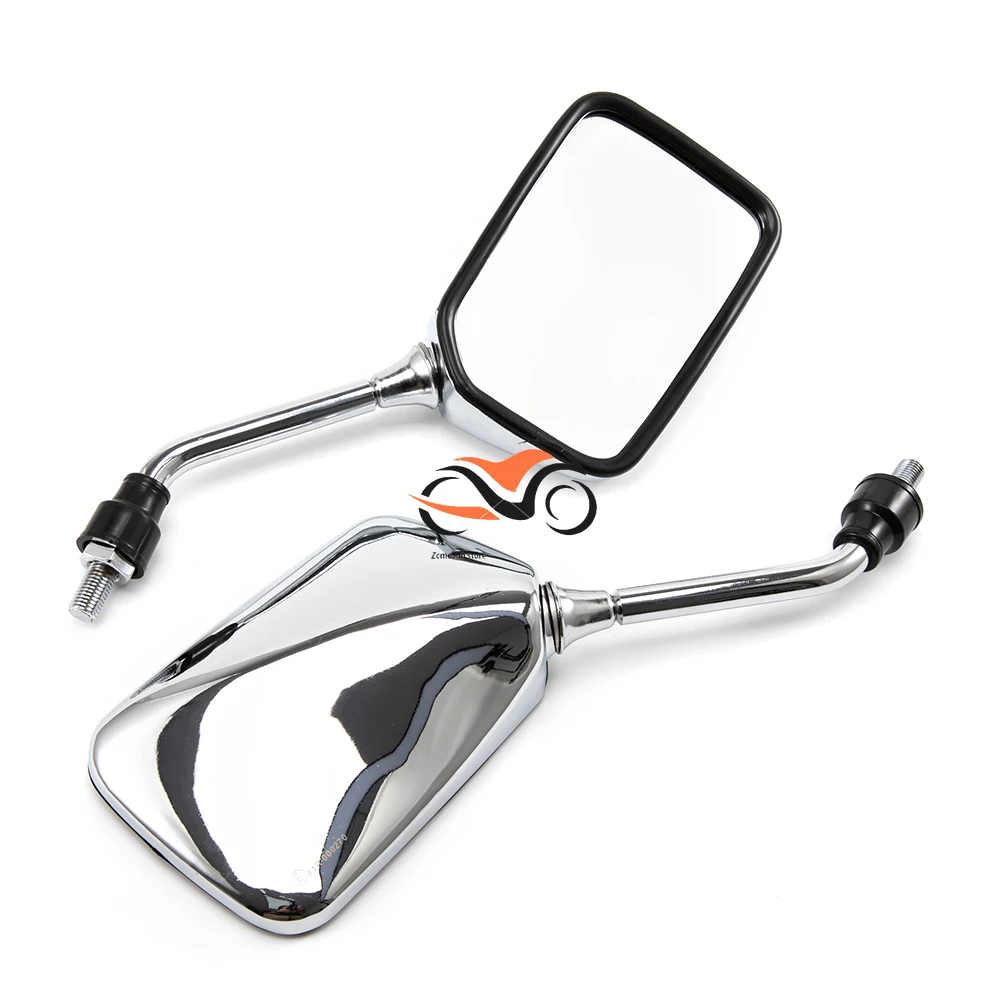 

10mm Retro Rectangle Metal Motorcycle Rearview Side Mirrors Chrome Universal For Honda Retroviseur Motorcycle Accessories