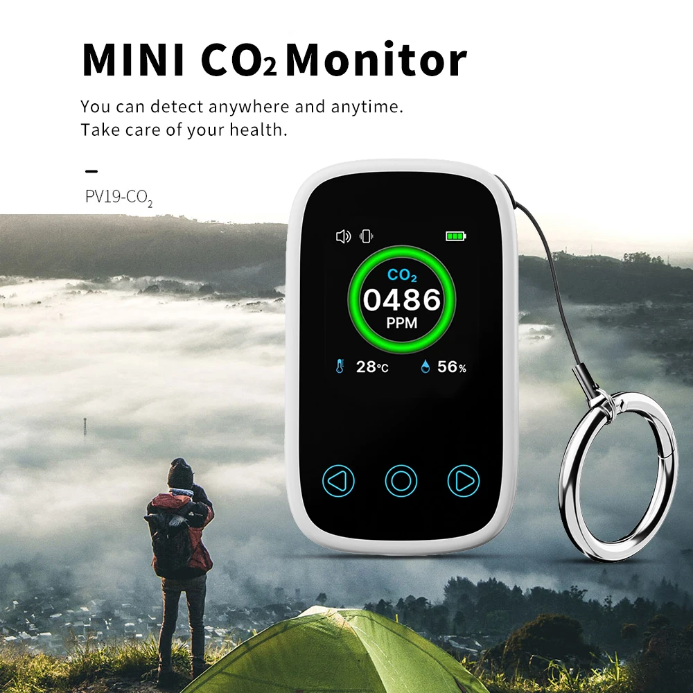 Portable 3 in 1 CO2 Air Quality Detector Carbon Dioxide Detector Gas Monitor CO2 Temperature Humidity Meter Type-C Charging