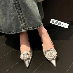 Women Shoes sandals High Heels Loafers Elegant Woman Shoes Low Heels Wedding Bride Pointed Toe Gold Rose Evening Party Shoes
