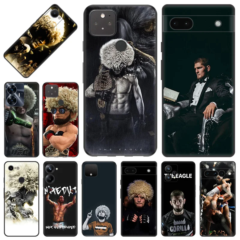 Phone Case for Pixel 8 Pro 8a 7a 6a 7 6 Motorola G200 Edge 40 30 20 One Fusion kHabib Nurmagomedov Soft Black Anti-Drop Cover