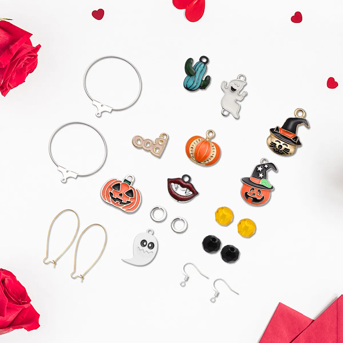 1Set DIY Jewelry Making Pendants Kit Alloy Drop Charms for Earrings Necklaces Bracelets Keychains Halloween Costume Accessories