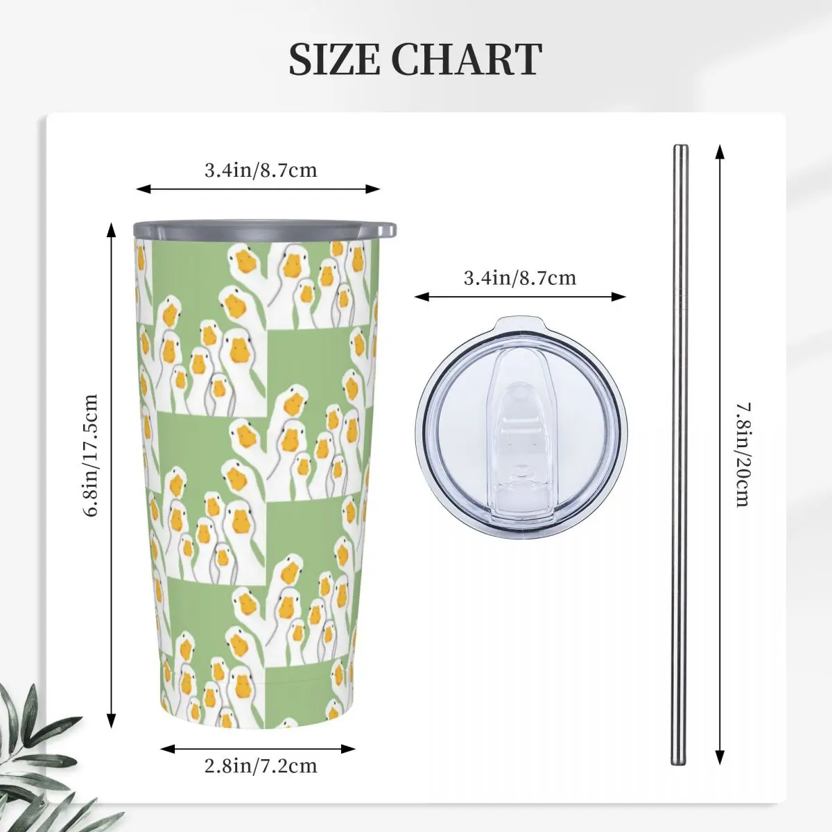 Cartoon Popular Goose Animal Stainless Steel Tumbler Vacuum Insulated Mug Thermal Cold Bottle Straws With Lid 20oz