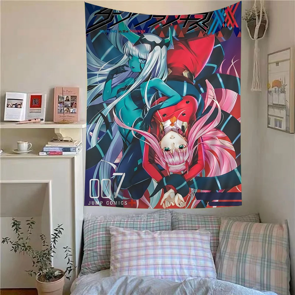 Anime Posters Darling In The FranXX Zero Two DIY Wall Tapestry Hanging Tarot Hippie Wall Rugs Dorm INS Home Decor