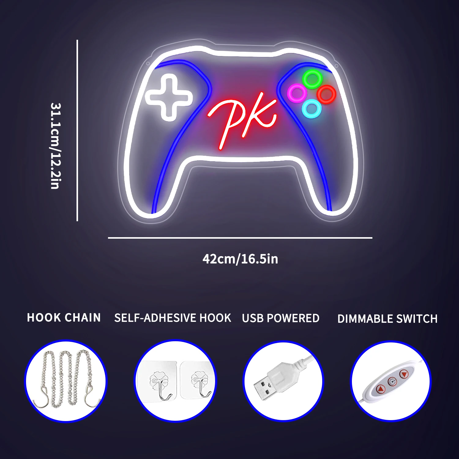 Gaming Neon Sign,Neon Light Sign Dimmable Controller by USB for Gaming Room Deco