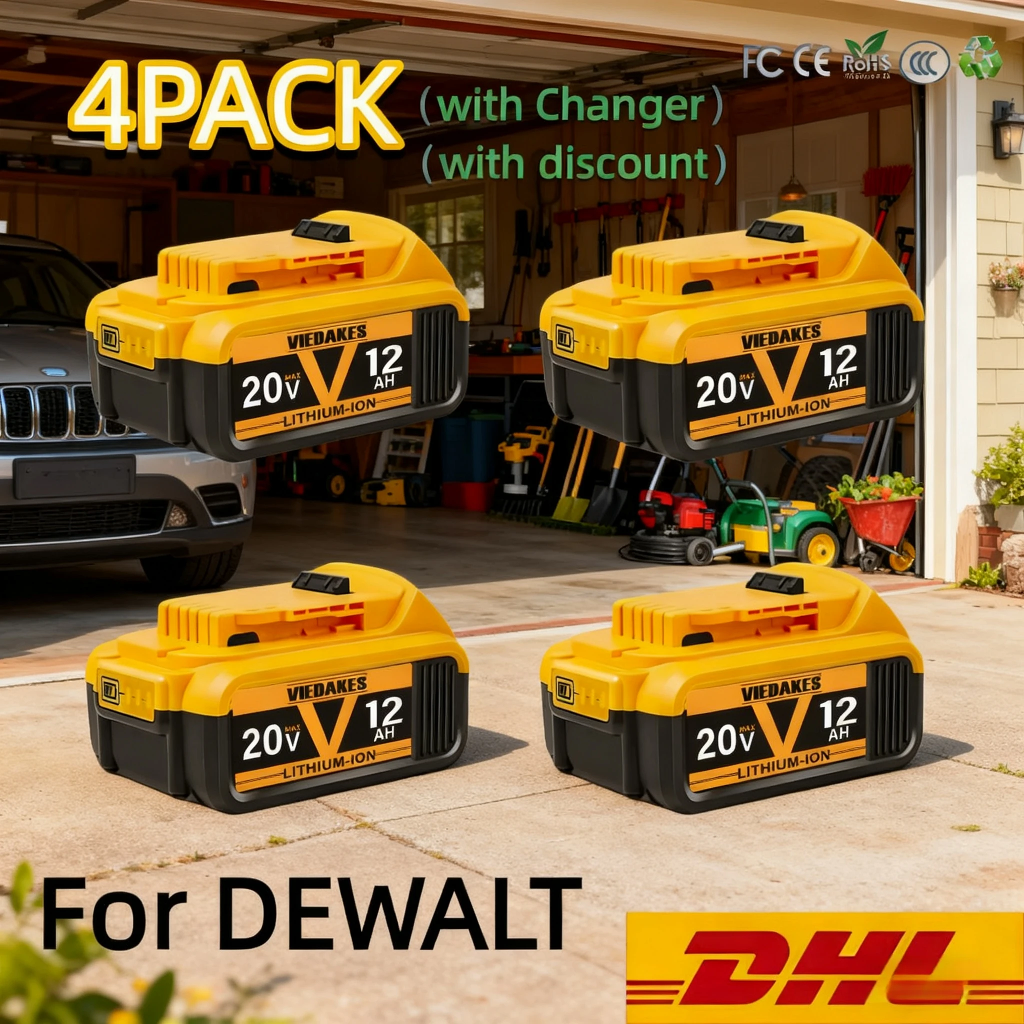 

DCF845 for Dewalt Battery 8/10/12Ah Lithium-ion Battery，20V Dewalt DCF845 DCF850 DCF892 DCF911 DCD800 DCD805 Power tools Battery