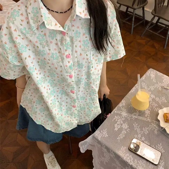 

Japan Retro Floral Shirt Summer Style Comfortable Cardigan Shirt Fresh And Trendy Popular Versatile Print Niche