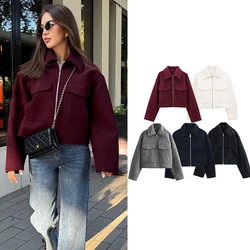 TRAF Winter Jackets Women's 2024 New Chic Lapel Loose Thick Warm Winter Women's Jackets & Coat Street Fashion Youth Outerwear