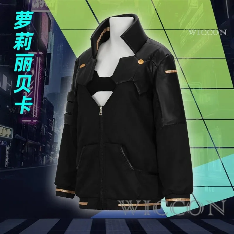 Costume de Cosplay Anime Edgerunners Rebecca, veste, perruque, autocollants de tatouage, couvre-chef, Costumes d'halloween pour femmes