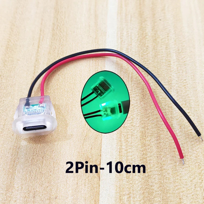1/2PCS Type-C Female Jack Connector 2/4/6Pin Fast Charging Socket with PH2.0 Wire For LED Lamp Electric Vehicle DIY Project